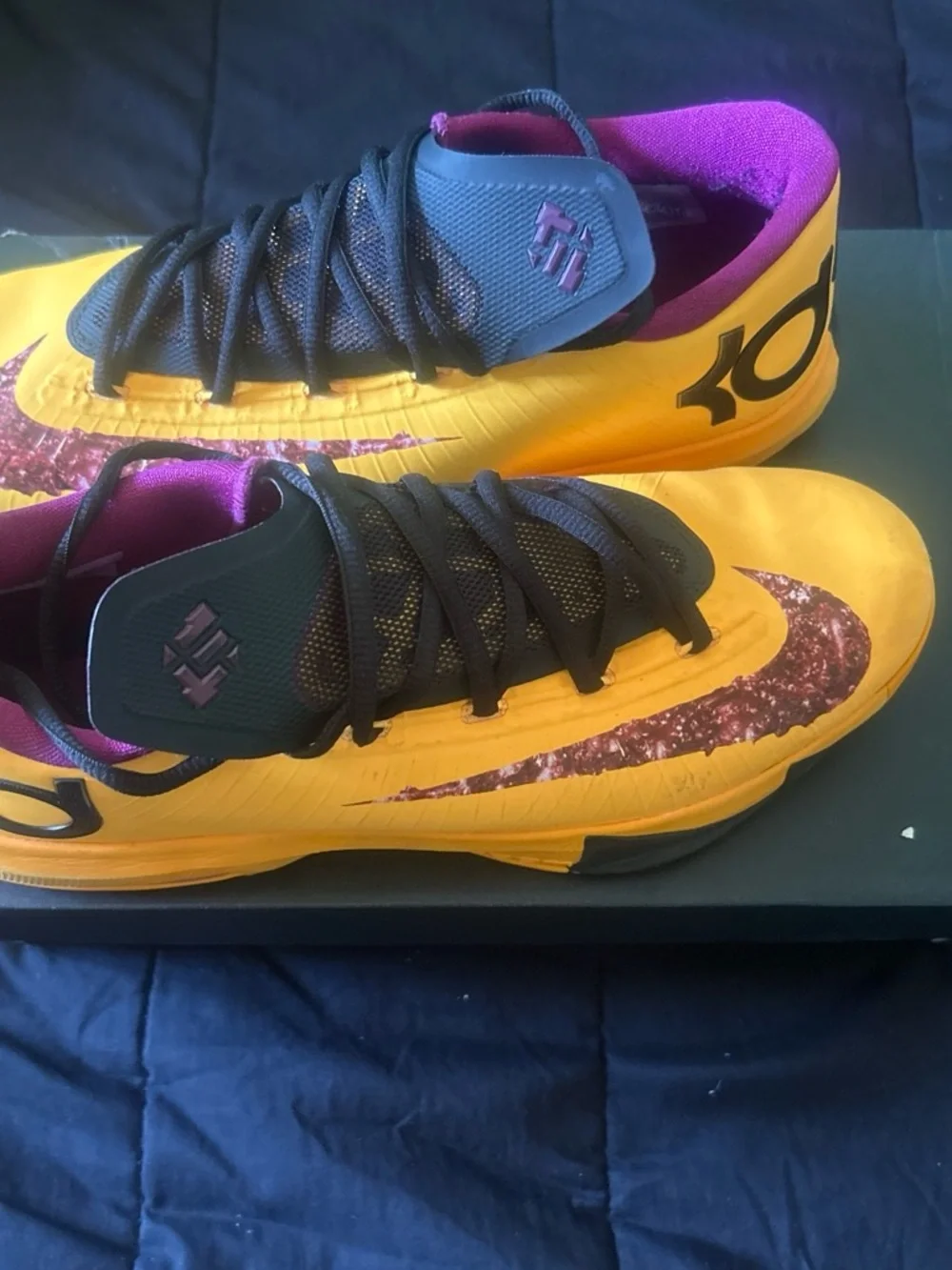 Nike Yellow Basketball Shoes with Black and Purple Details